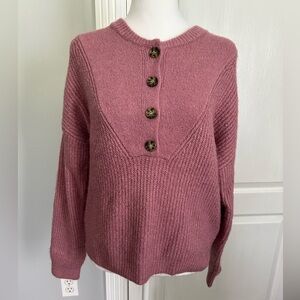 a.n.a | Pink Long Sleeve Sweater Half Button Down | Size Small